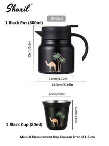 shoxil 1pc Stainless Steel Insulated Coffee/Tea Pot With Removable Filter, Suitable For Hot & Cold Beverages, Double-Wall Vacuum , Ideal For Home, Office, Travel, Gift - Pot - View 5