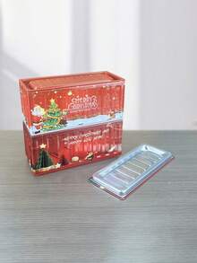 Christmas Container Shaped Metal Tin Storage Box, Santa Claus Printed Stackable Iron Storage Can, Mini Gift Tin Jar, Festive Desktop Organizer, Christmas & Housewarming Gift Box, Suitable For Storing Candies, Jewelry And All Kinds Of Small Sundries - Multicolor - View 4
