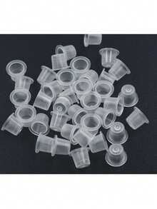 500/1000pcs S/M/L Disposable Tattoo Stickers (Without Base), Ink Cups, Plastic Pigments, Transparent Holders, Container Lids, Permanent Makeup Semi-Permanent Eyebrow Tattoo Supplies - Clear - View 4