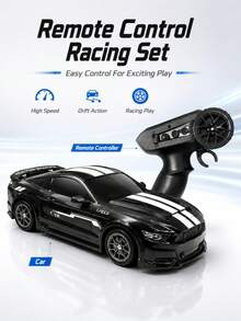Fjärrstyrd racingbil med LED-ljus och utbytbara driftdäck, RC-racingbil, bilspel, leksak för pojkar, barnens fjärrstyrda racingbil, barnbil - Multifärgad - Visa 2