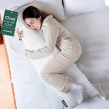 Dreamlab Almohada Pillow Almohada Corporal, Funda de Bambú, Altura Ajustable, Memory Foam y Microfibras Dormir de Lado o Embarazo Hipoalergénica, Certificaciones Tamaño Body 45cm x 135cm - Blanco - Ver 1