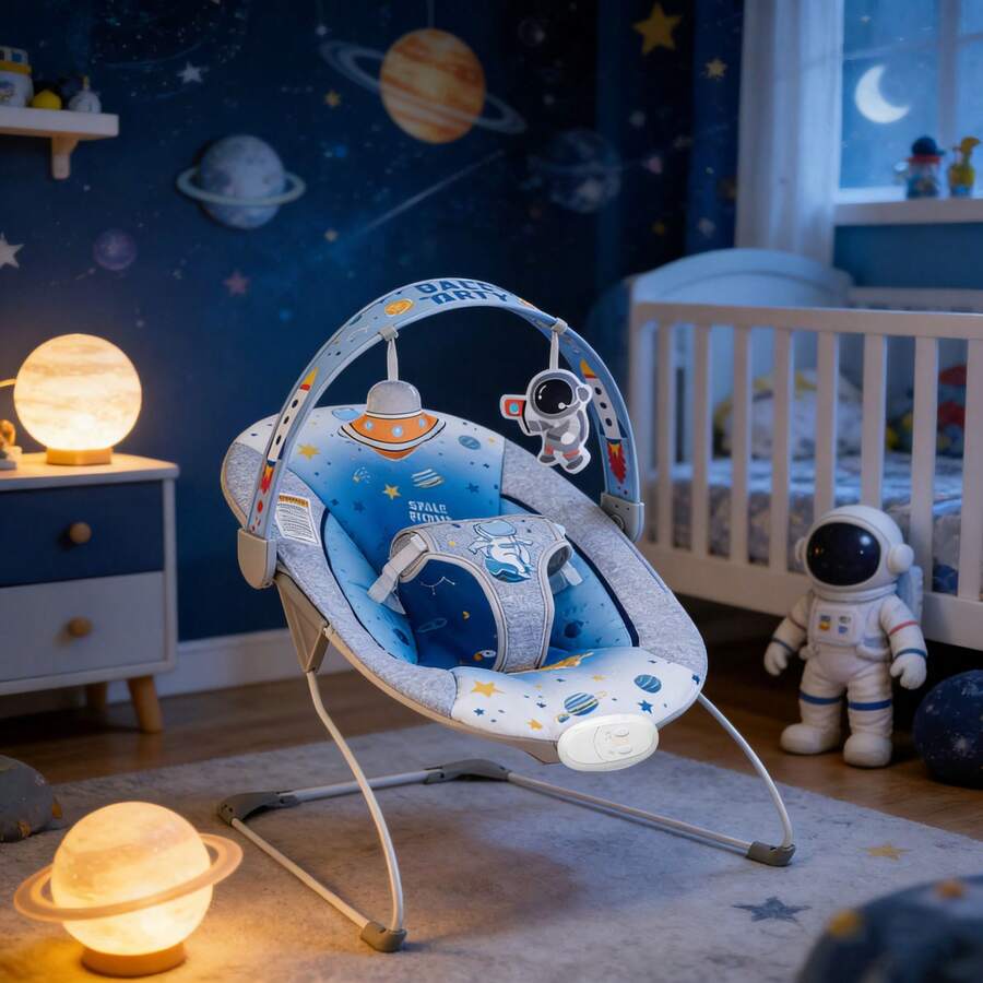 Portable Baby Bouncer For Infant,Modern Baby Bouncer Seat,Infant Bouncers With Music For Babies 0-6 Months Up To 20 Lbs - Space Astronaut - View 1