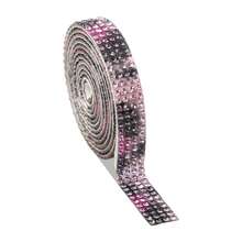 Rollo de tira autoadhesiva de strass todo en uno de 8 colores, cinta de lentejuelas de cristal brillante, adecuada para interior de coche, vaso, funda de teléfono, decoración de manualidades DIY - 4 filas, 1 yarda de ancho - Ver 7