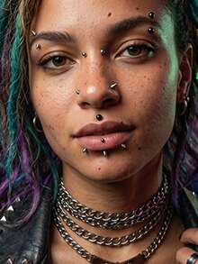 Fake Nose Rings Fake Eyebrow Ring Fake Lip Labret Studs,Replacement Balls Spike With 100pcs Sticker,Non-Piercing Body Jewelry,Fake Skin Piercing - Set - View 3