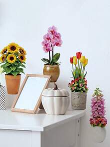 Various Tulip Flower Wall Stickers, PVC, Waterproof, Removable And Self-Adhesive. Sunflower And Butterfly Orchid Pot Window Stickers, Baseboard Stickers, French Country Style For Doors And Walls, DIY Home Soft Decorations. - Wall Stickers - View 3