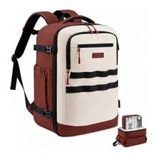 40l Large Capacity Travel Backpack Tsa Approved Carry On With 3 Packing Cubes Waterproof Laptop Backpack For Women And Men - Brown and White - View 7