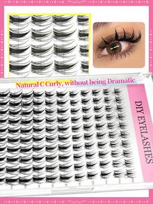 120 grappes de faux cils individuels DIY, boucle C, naturels et moelleux, longueur mixte de 9-16 mm, longs, légers, doux et réutilisables, convenant pour le quotidien, les fêtes, les mariages, les voyages, Halloween et autres occasions - D - Voir 6