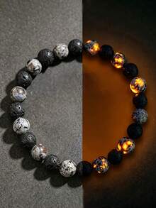 1pc Natural Yooperlite Fire Stone Bracelet - UV Glow Suitable For Yoga, Meditation, Essential Oil, Boho Friendship Jewelry For Men Women Daily Wear - Multicolor - View 8
