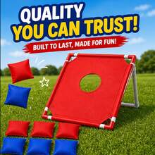 This Set Includes 6 Beanbags, A Red Or Blue Corn Hole Game Board, And A Gift Box. Random One,It's Suitable For Outdoor Parties, Backyard Camping, Indoor Gatherings, Or Beach Patio Entertainment. An Ideal Choice For Holiday Gifts And Party Supplies - 彩色 - 查看 6