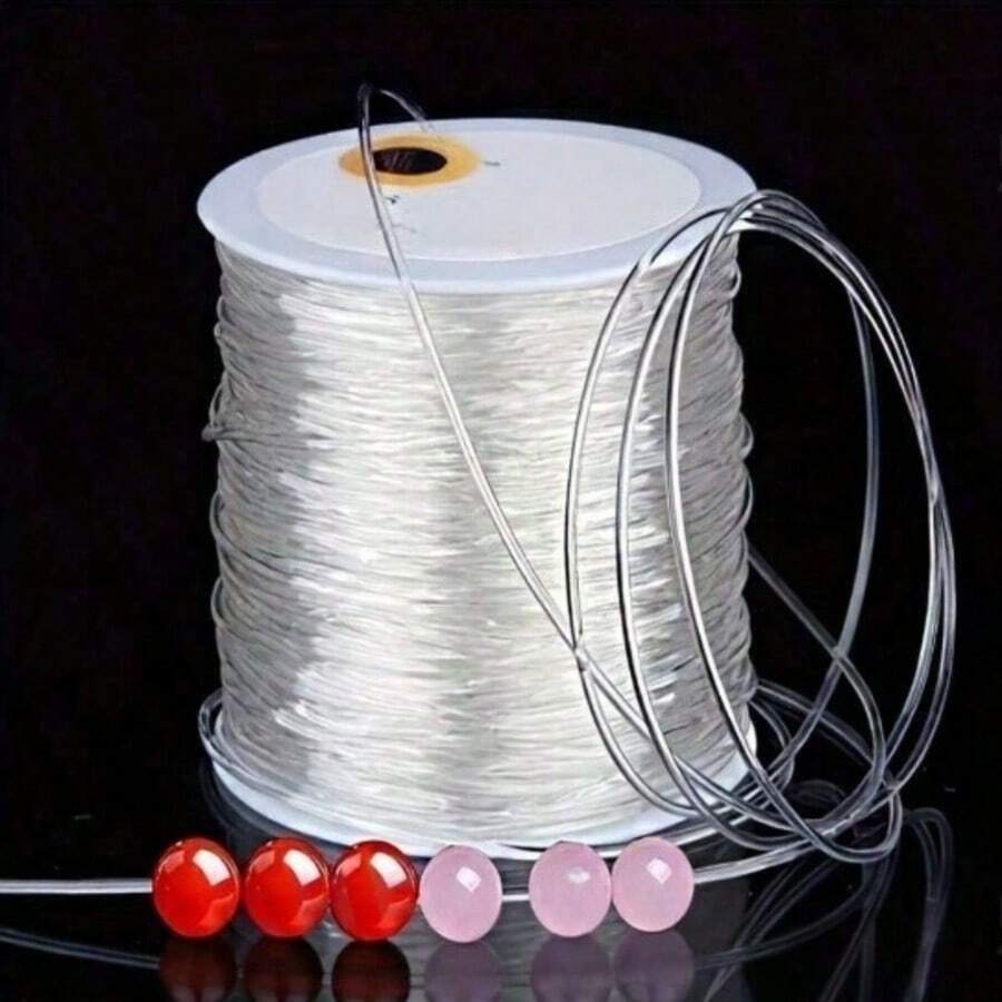 حبل مطاطي شفاف كريستالي لصنع الخرز DIY، صناعة المجوهرات، لوازم الحرف اليدوية - مناسب للأساور والقلائد وخرز الطين ومشاريع خيوط الكريستال - ناعم 1 قطعة/2 قطعة - معيار - مشاهدة 1