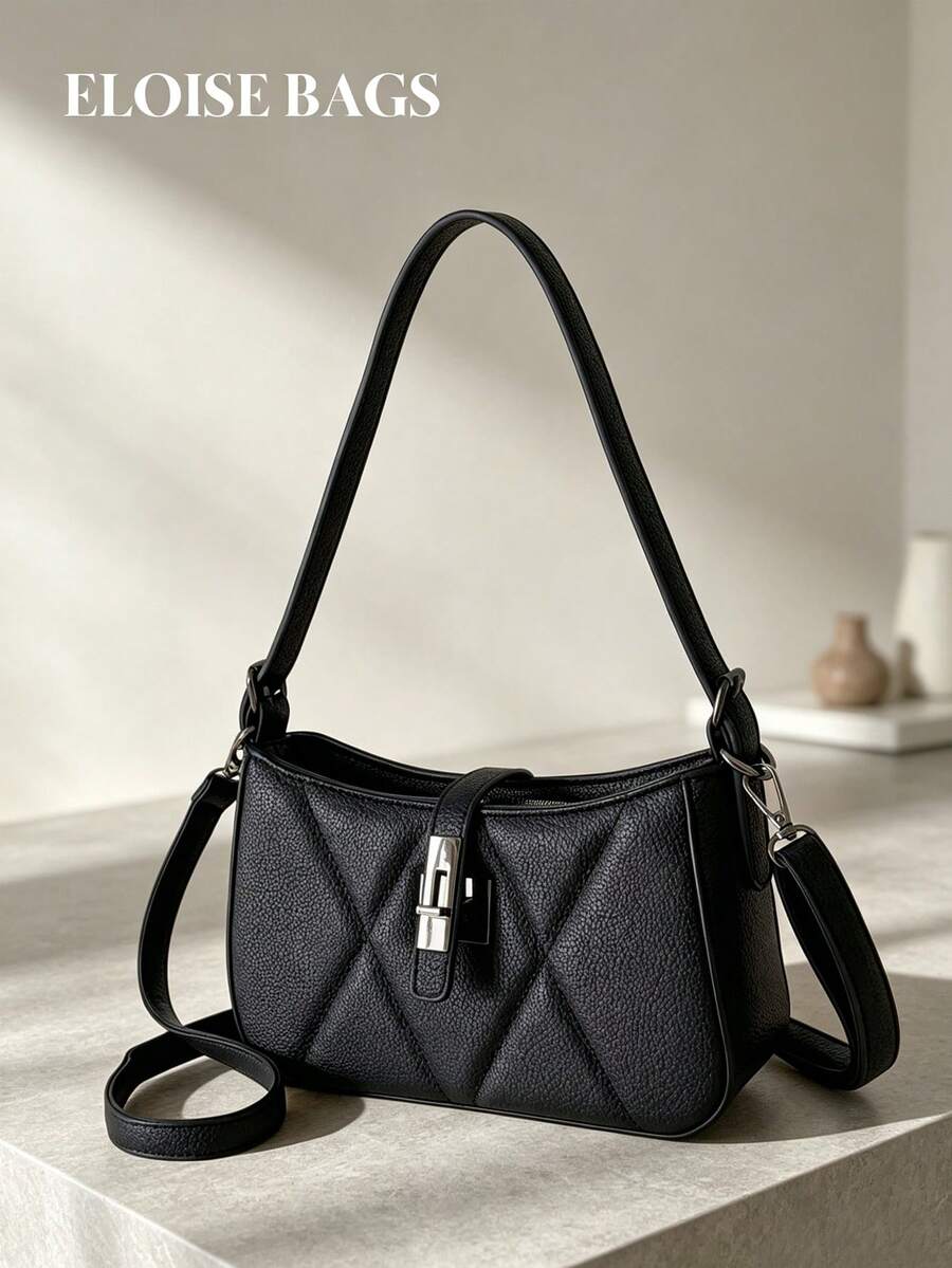 2026 Women's Faux Leather Litchi Grain Small Square Underarm Bag, Versatile Soft Leather Shoulder Bag With Dual Straps For Commuting And Crossbody Wear