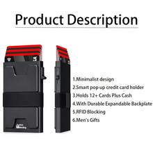 Men's Smart Pop Up Credit Card Holder, Minimalist Slim RFID Blocking Wallet, Money Clip, Durable Expandable Backplate, Pocket Purse - Multicolor - View 4