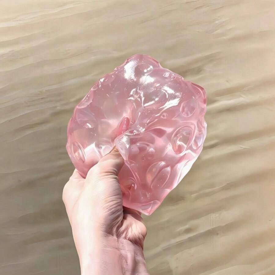 5.5厘米透明冰块挤压玩具,TPR果冻质感减压挤压玩具,冰块慢回弹减压小工具,适合成人和青少年,缓解焦虑,便携式办公用品 - 彩色 - 查看 1