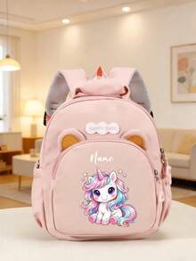 Ransel Mini Nilon yang Dapat Disesuaikan dengan Motif Unicorn Kartun, Tali Bahu yang Dapat Diatur, Penutup Resleting, Hadiah Ulang Tahun - MultiWarna - View 3