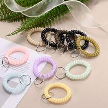 M METERXITY 6-Pack Wrist Coil Keychain Wristlet, 2 Inch Plastic Spiral Spring Flexible Stretchable Wristband With Steel Key Ring For Outdoor - ColorD - View 4