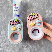 1pc Toothpaste Squeezer Space-Saving Toothpaste Dispenser Toothbrush Holder Wall-Mounted No-Drill Detachable Easy Installation Easy To Clean - A - View 2