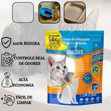 Kit 3 Areia Higiênica Sanitária Sílica Chalesco 1,4kg Gatos - kg - Visão 3