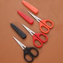 1pc Safety Cover Small Scissors Straight Blade Beauty Scissors Eyebrow Trimming Makeup Scissors Office Study Craft Scissors Random Color - Single Piece - View 1