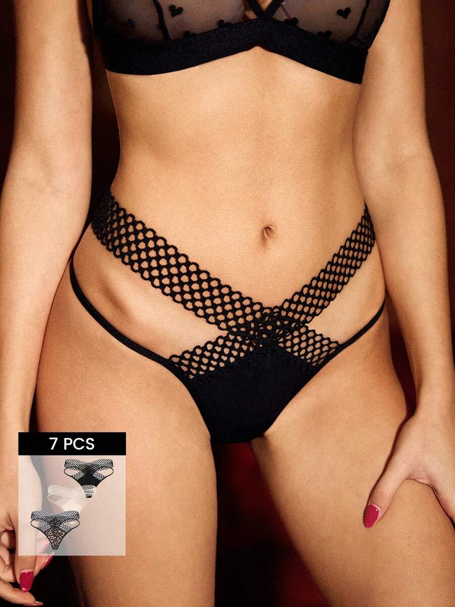 Bella Beso 3packs Leopard Print Hollow Out Sexy Thongs - Multicolor - View 1