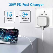 1-2pcs USB-C UK Wall Charger Adapter 20W Wall Charging Head, Compatible With Type-C Interface Charging Cable Data Line - UK Plug(220-240V) - View 3