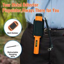 1pc Handheld Metal Detector, Waterproof 360° Scanning, High Sensitivity, Includes Waist Belt And Leather Case, With Buzzer And Vibration Function Gold Treasure Hunting Digging Tool, Portable New Model (Battery Not Included) - Orange - View 2