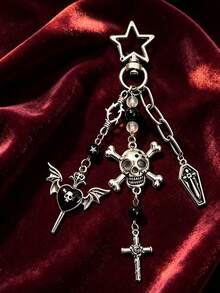 Sweet Gothic Skull Cross Keychain, Vintage Dark Punk Bag Pendant Accessories - Multicolor - View 7
