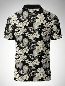 Men's Casual Business Floral Print Short Sleeve Polo Shirt - Multicolor - View 5