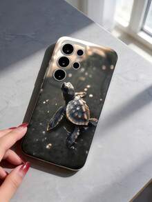 奶油多巴胺波浪荷葉邊軟 TPU 紋理創意深海漫遊小金龜圖案手機殼，適用 Galaxy S21 S22 S23 S24 S25 S26/Honor 及其他機型 - 白色 - 查看 3
