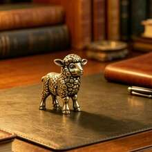 Vintage Brass Texture Small Sheep Figurine Ornament, European And American Home Study Decor, Creative Desktop Craft Decoration - A - View 6