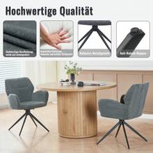 Set Of 2 Rotating Dining Chair With Metal Legs, Dark Grey - 深灰色 - 查看 8
