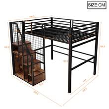 Bed Frame For Children Black 140x200 With Ladder - Black - View 7
