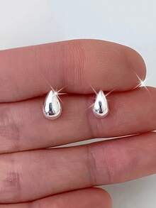 1 Pair Minimalist Stud Earrings, Women's Wedding Anniversary Accessory Gift - Silver - View 10