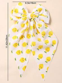 1 pieza Clip para el cabello con lazo grande estampado de limón, lindo accesorio para el cabello con lazo grande de fruta para volver a la escuela y uso diario - Multicolor - Ver 4