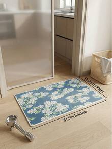 Alfombra de estilo floral azul oscuro y blanco para sala de estar, tamaño grande y suave. Adecuada para cocina, comedor, dormitorio, interior/exterior, oficina, pasillo, felpudo antideslizante, corredor, estudio, alfombra decorativa de cachemira sintética para vacaciones. - Azul Marino - Ver 16