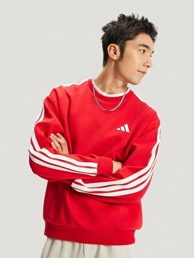 Adidas Men's ST 3ST SWT Knit Pullover Sweatshirt KR2516 - Red - View 1
