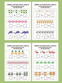 1 Libro/64 Páginas Cuaderno de Ejercicios de Matemáticas para Rellenar Espacios en Blanco, Entrenamiento de Pensamiento Lógico y Reconocimiento de Patrones de Educación Temprana, Descomposición y Combinación de Problemas Matemáticos, Práctica de Cálculo Mental, Útiles Escolares, Papelería - Multicolor - Ver 10