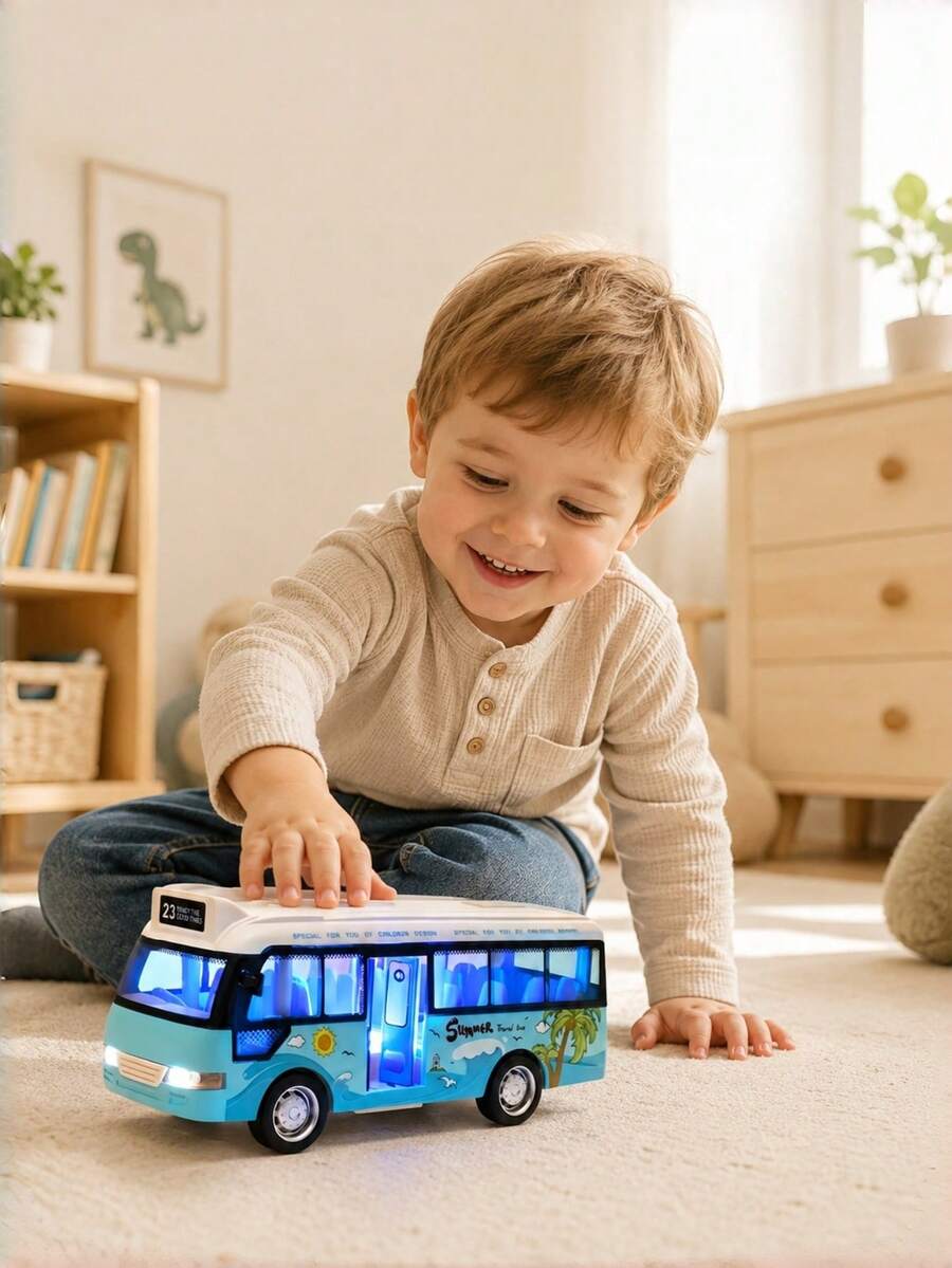 Bus Shape With Sound And Light Abs School Bus Model For Educational Play Realistic Simulation Easy To Toy Cars,Kids Toys,Cars,Toys For Boy,Toy Bus,Bus - Multicolor - View 1