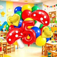 Cute Mushroom Number Balloon Set, Includes Red Number Balloons, Mushroom Balloons, Heart Balloons And Latex Balloons, Suitable For Mushroom Theme Birthday Party Decoration, Fairy Tale Theme Party And Other Occasions - View 15