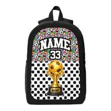 Personalized Sports Ball Backpack For Boys - Custom Boy Name Backpack: Custom Monogrammed Schoolbag, Boy Backpack With Name - Black - View 2