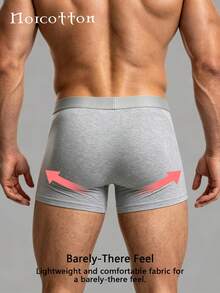 Norcotton 1pc Men's Solid Color Pure Cotton Boxer Briefs - Light Grey - View 2