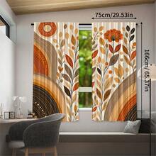 2pcs Boho Autumn Rainbow Leaf Sheer Curtains, 90GSM Privacy Polyester Curtain, Washable Fade-Proof For Home Kitchen Decor & Partition. - Multicolor - View 15