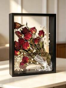 1pc Double-Sided Acrylic Hollow Wooden Photo Frame, 6"/10" 3D Floating Display Stand, Suitable For Dried Flowers - Modern Wall/Desktop Decor - Autumn Gallery Wall Essential, Holiday Gift Idea, Office Space Upgrade, Home Decor Photo Frame For Sharing (Dried Flowers Not Included, Frame Only) - Multicolor - View 8