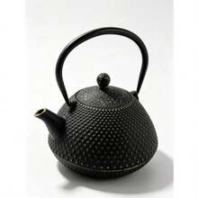 1pc Handmade Textured Cast Iron Teapot, Japanese Style Textured Cast Iron Teapot, Suitable For Outdoor Tea Mats And Indoor Tea Rooms. - Black - View 5