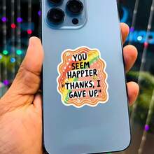 3Inches-1PC I Gave Up Funny Sticker Relatable Burnout Humor Minimalist Sarcasm Decal For Laptops Water Bottles Notebooks Cups Journals Lockers For Students Teachers Office Workers Creatives Retail Workers And Chaos Lovers - Multicolor - View 4