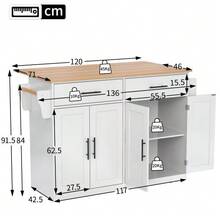 Serving Trolley With Foldable Tabletop, 120x46(70)X91 Cm, White, With Casters And Replaceable Wooden Legs, Ideal For Kitchen And Dining Room - White - View 5