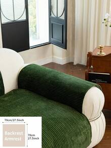 1pc Solid Color Classic Minimalist Striped Sofa Cushion, All-Season Anti-Slip Breathable Machine Washable, Pet-Friendly, Suitable For Living Room, Bedroom 1/2/3/4 Combination Sofa Home Decor Protection - Dark Green - View 16
