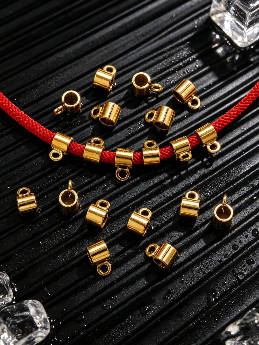 20pcs/Pack Stainless Steel 4mm Round Hole Pendant Connectors, Bracelet Beads DIY Jewelry Accessories Connectors - Yellow Gold - View 1