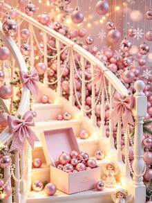 44pcs Pink Christmas Ball Ornament Set With Hanging Rope And Pink Bows, Suitable For Christmas Tree, Holiday, Wedding Party, Home Decor, Shatterproof Shiny Holiday Hanging Decorations - Pink - View 3