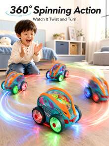 Glowing Transparent Sensory Toy Car 360° Rotation Obstacle Avoidance Forward Motion With Colorful Dynamic Gears Children Toy Boys Girls Baby Toy Toddler Sensory Toy 2-3 Years Old Kids Toy Great Birthday Gift Idea - Multicolor - View 5