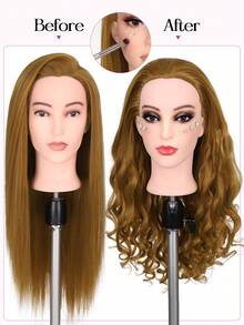26 Inch Professional Cosmetology Mannequin Head With Unique Realistic Face – Heat Resistant Synthetic Hair For Cutting & Styling Practice, Makeup-Friendly Training Head , Braiding Practice Suitable, Halloween - View 2